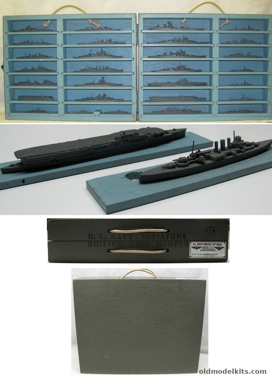 H A Framburg & Co 1/1200 US Navy 1943 British Royal Navy Metal Ship Recognition Model Set With Case - 1/1200 Scale, 5-A plastic model kit